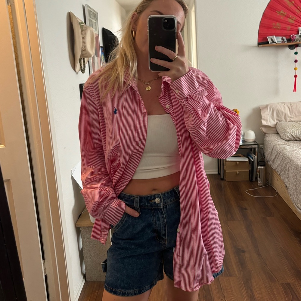 Ralph Lauren pink striped button down